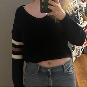 Navy Blue Cropped Sweater